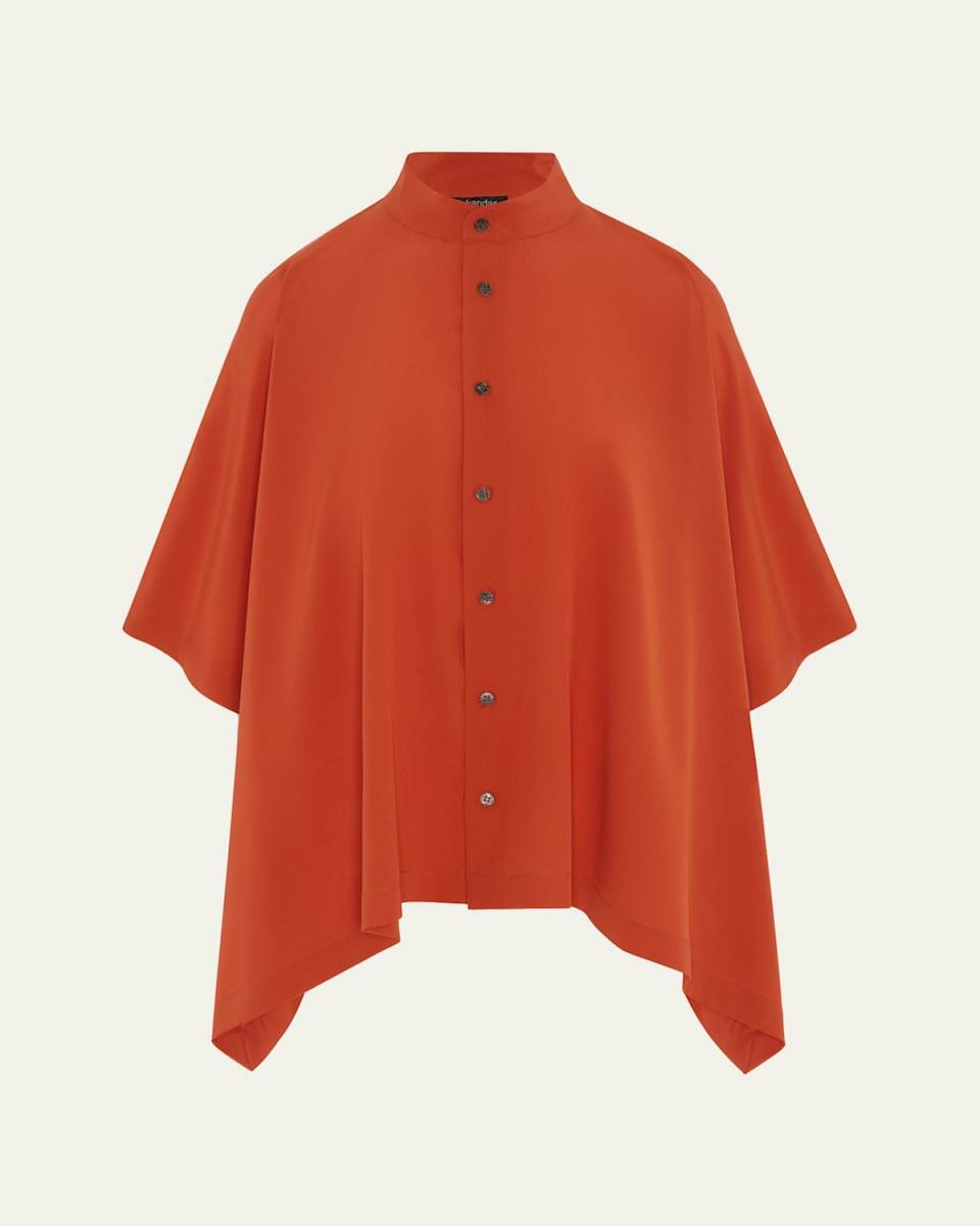 Collarless Longer Back Kaftan Shirt (Mid Plus Length)